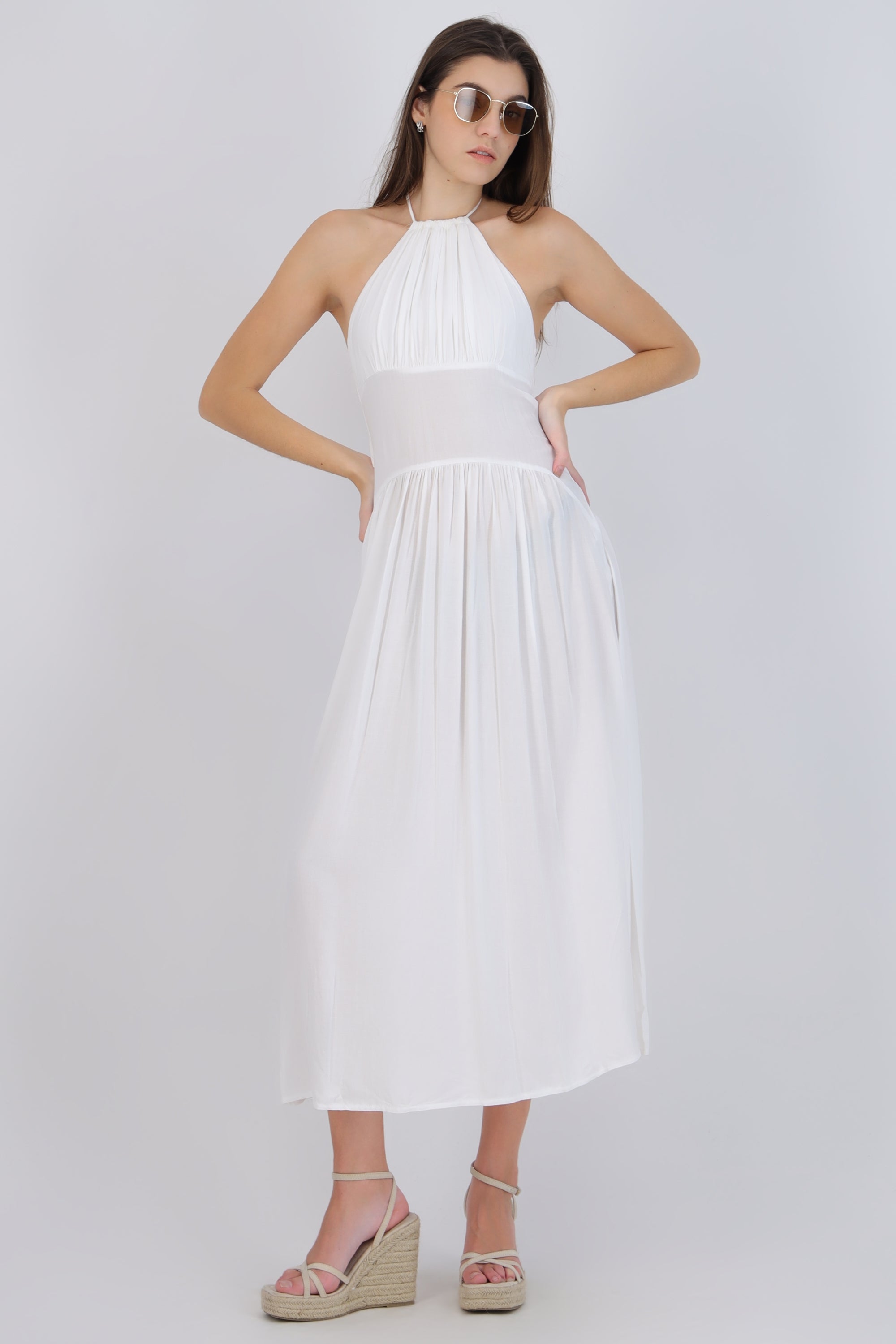 Vestido maxi halter nudo espalda