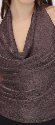 Top cuello cascada brillos