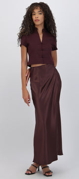 Falda maxi satinada