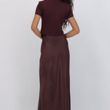 Falda maxi satinada