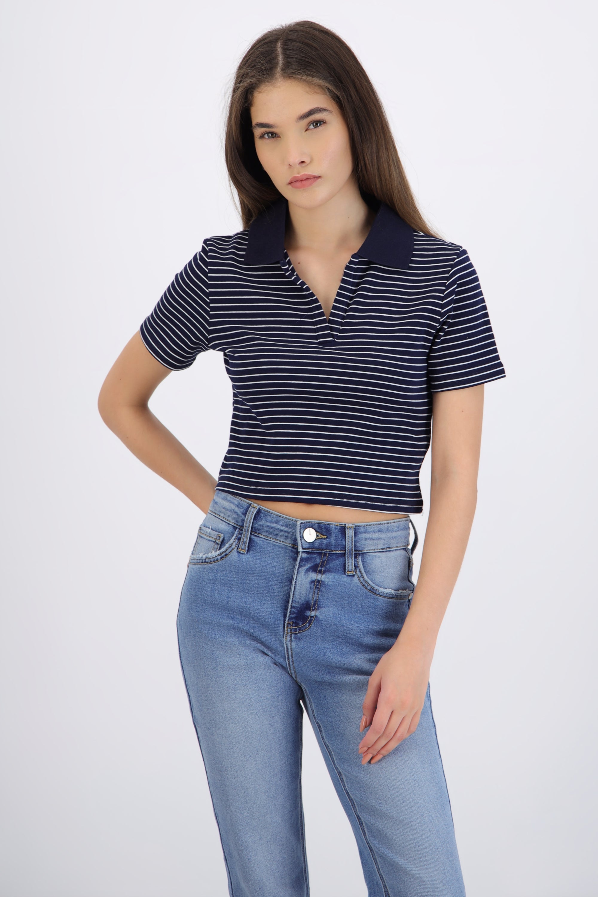 Top polo rayas delgadas