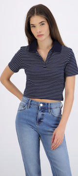 Top polo rayas delgadas