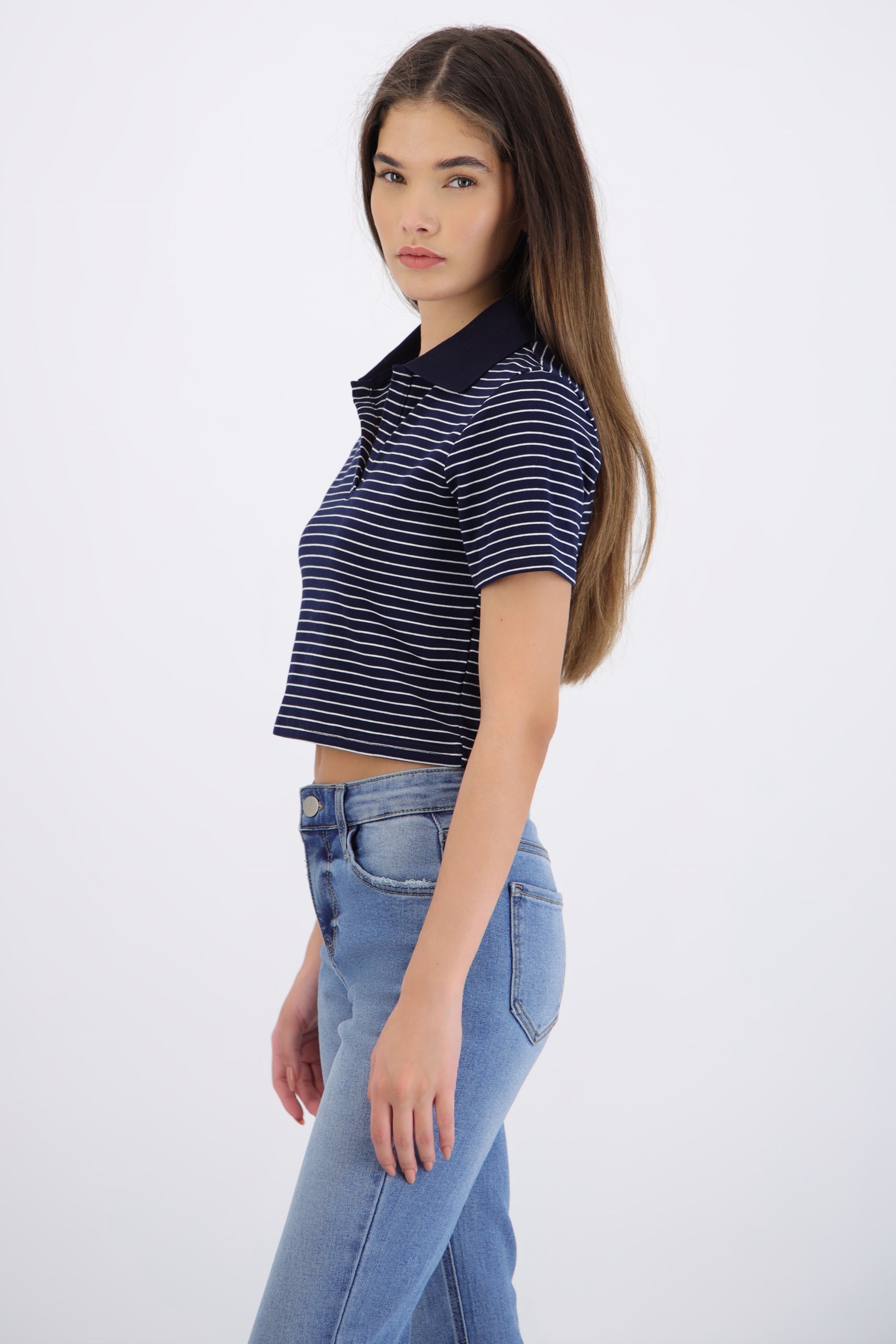 Top polo rayas delgadas