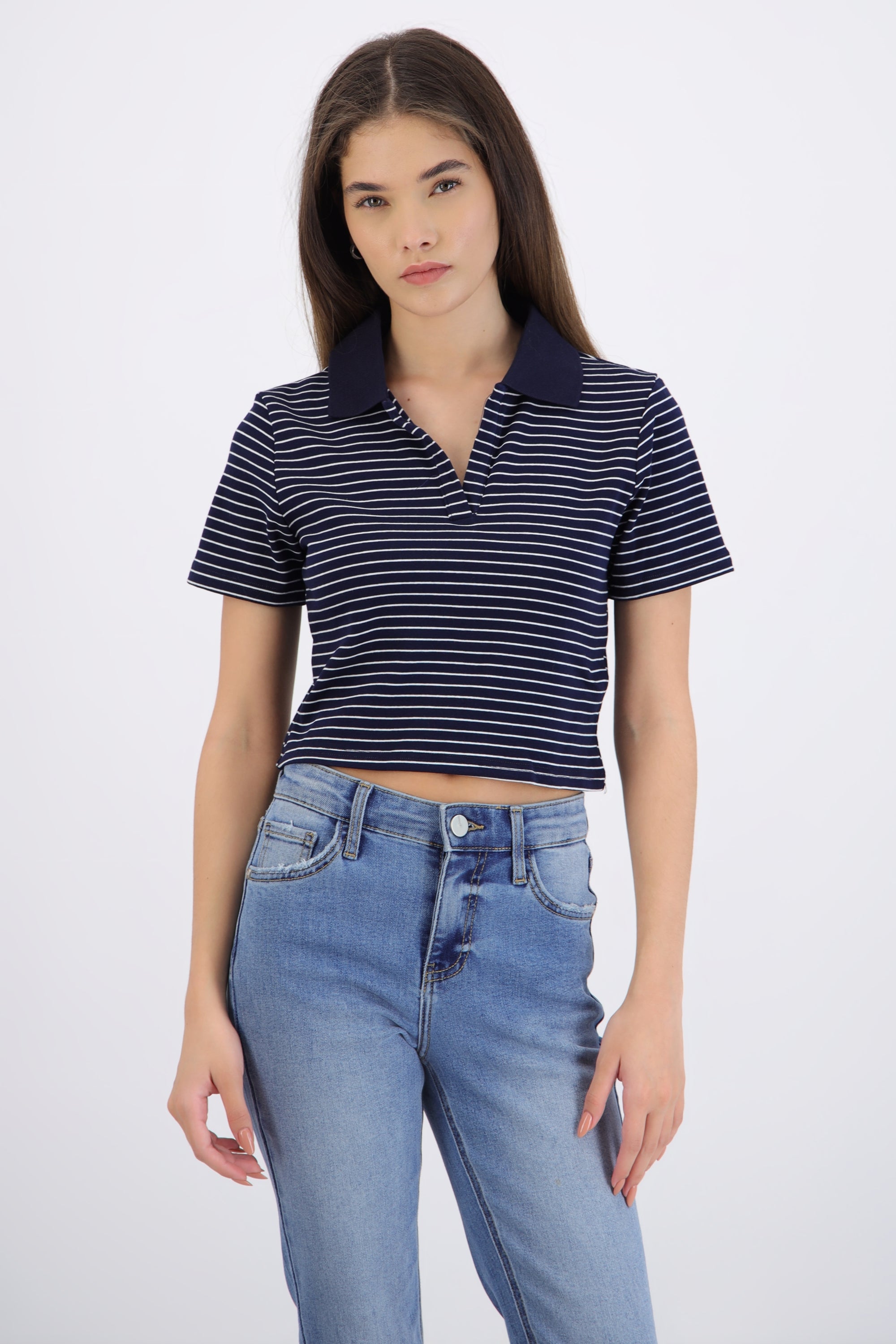 Top polo rayas delgadas