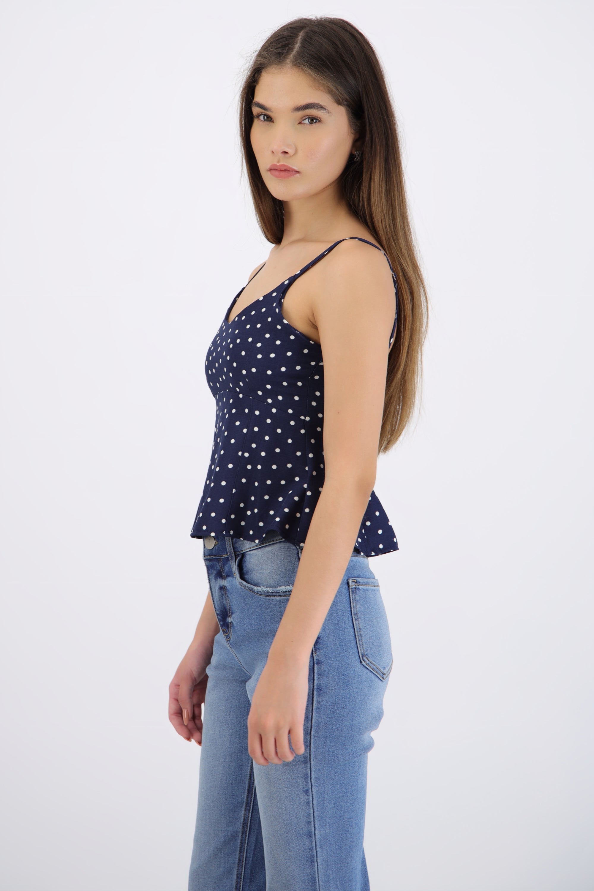 Top de tirantes polka dots