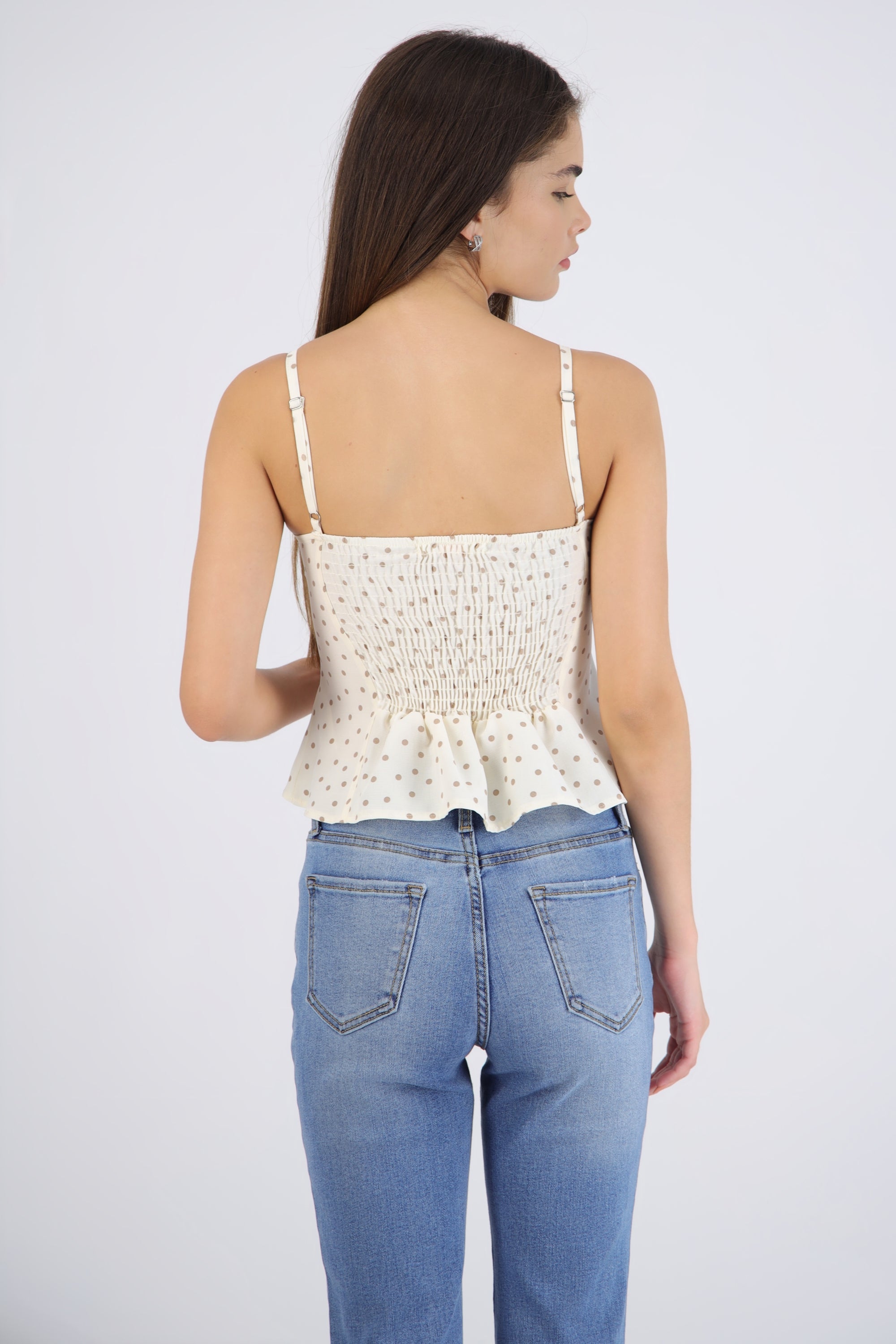 Top de tirantes polka dots