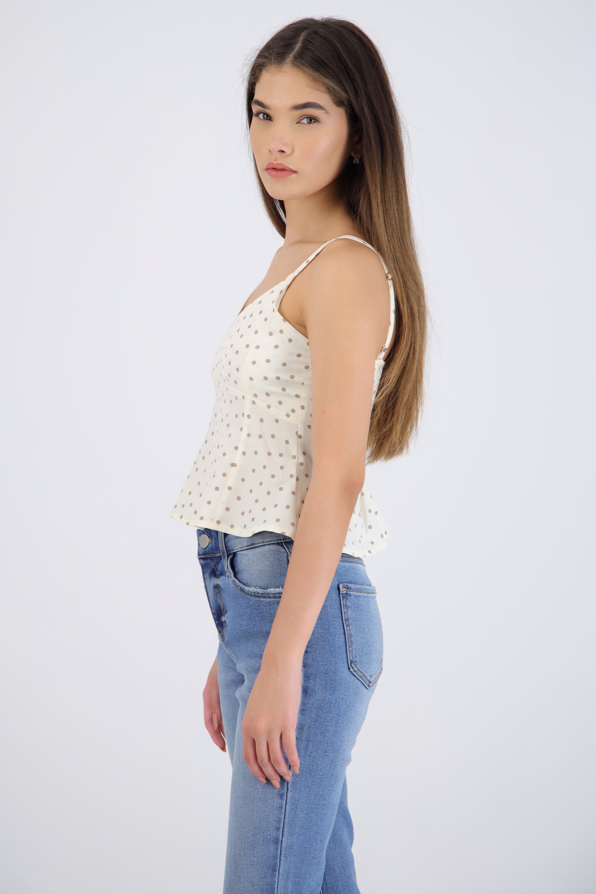 Top de tirantes polka dots