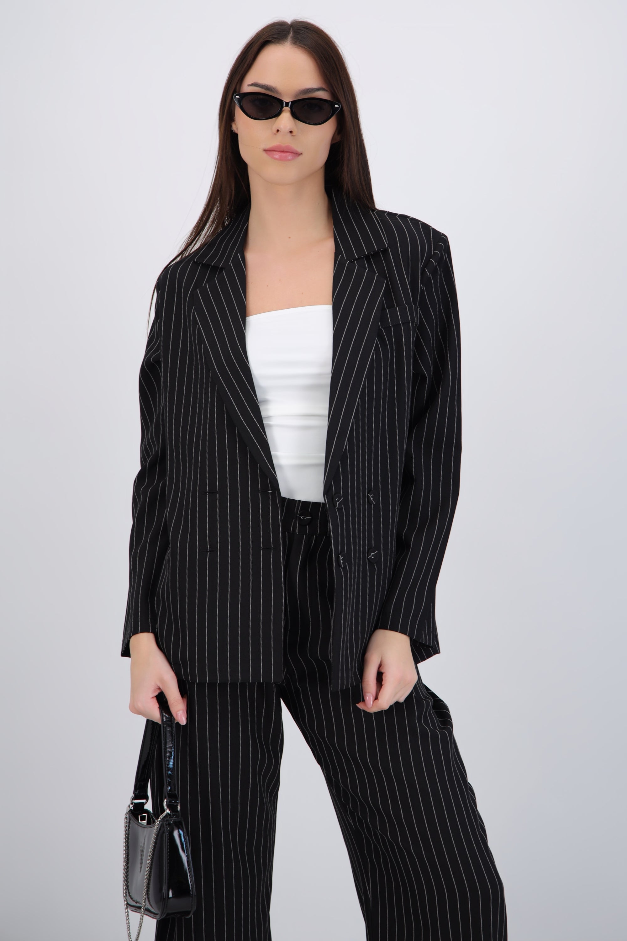 Blazer cruzado oversized rayas