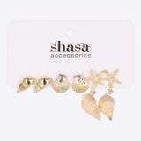 Set 3 pares aretes caracola