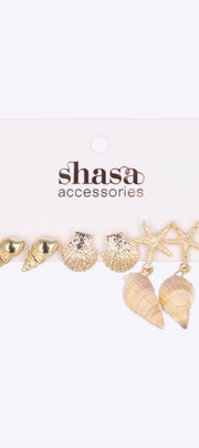 Set 3 pares aretes caracola