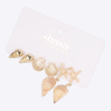 Set 3 pares aretes caracola