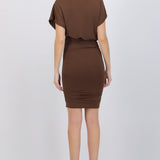 Vestido mini falda drapeada