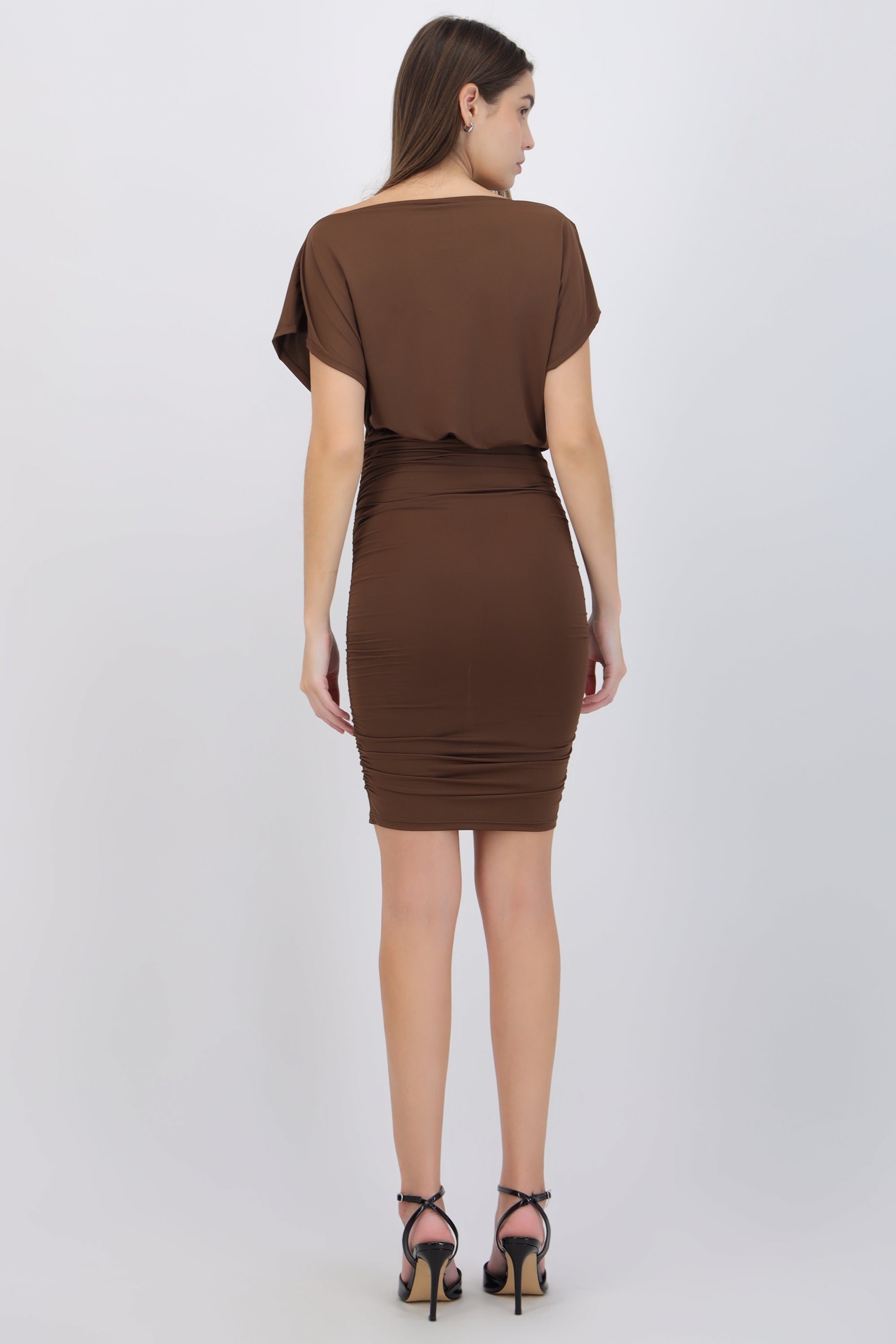 Vestido mini falda drapeada