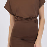 Vestido mini falda drapeada