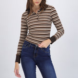 Top cuello polo rayas