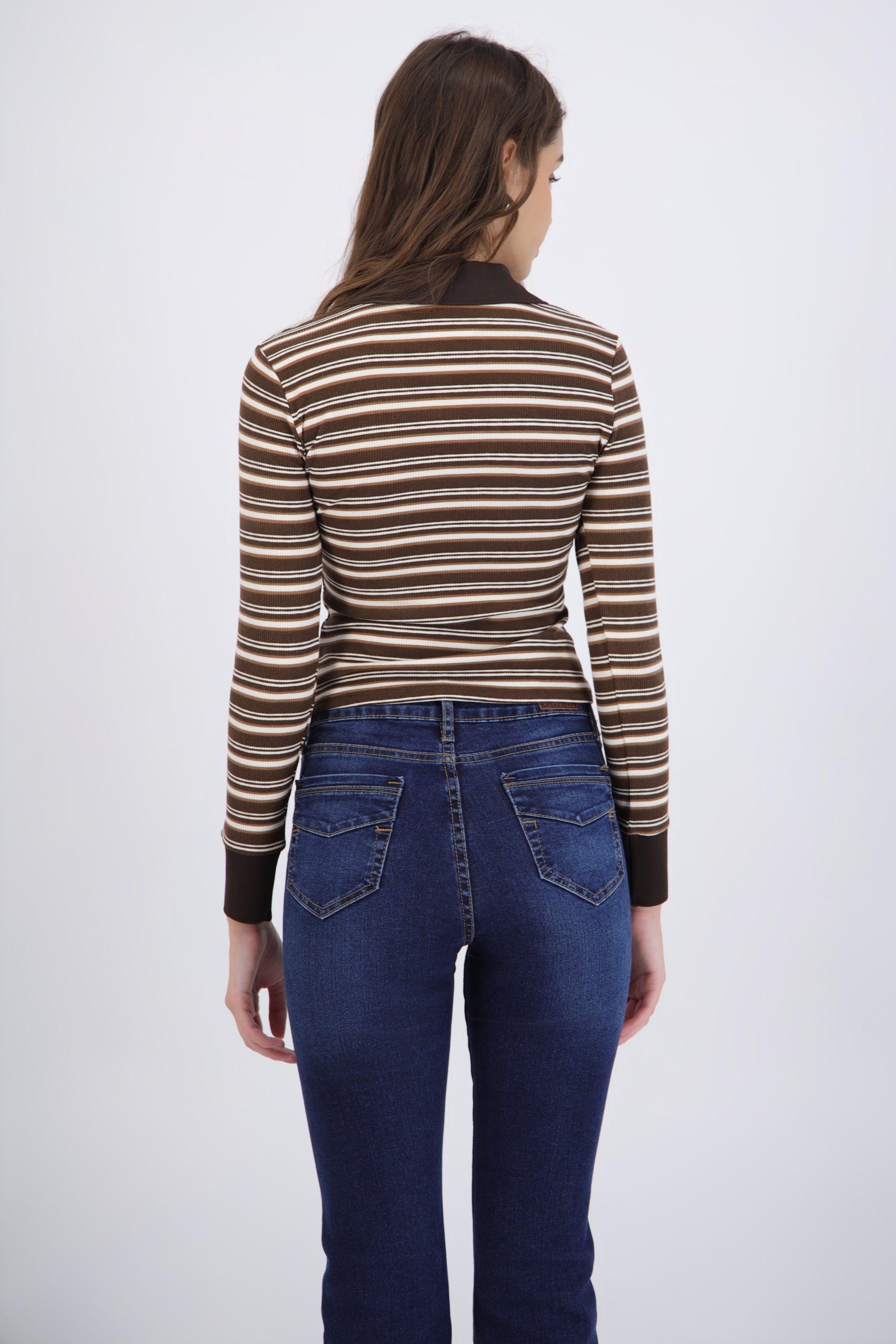 Top cuello polo rayas