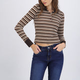 Top cuello polo rayas