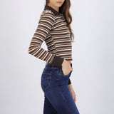 Top cuello polo rayas