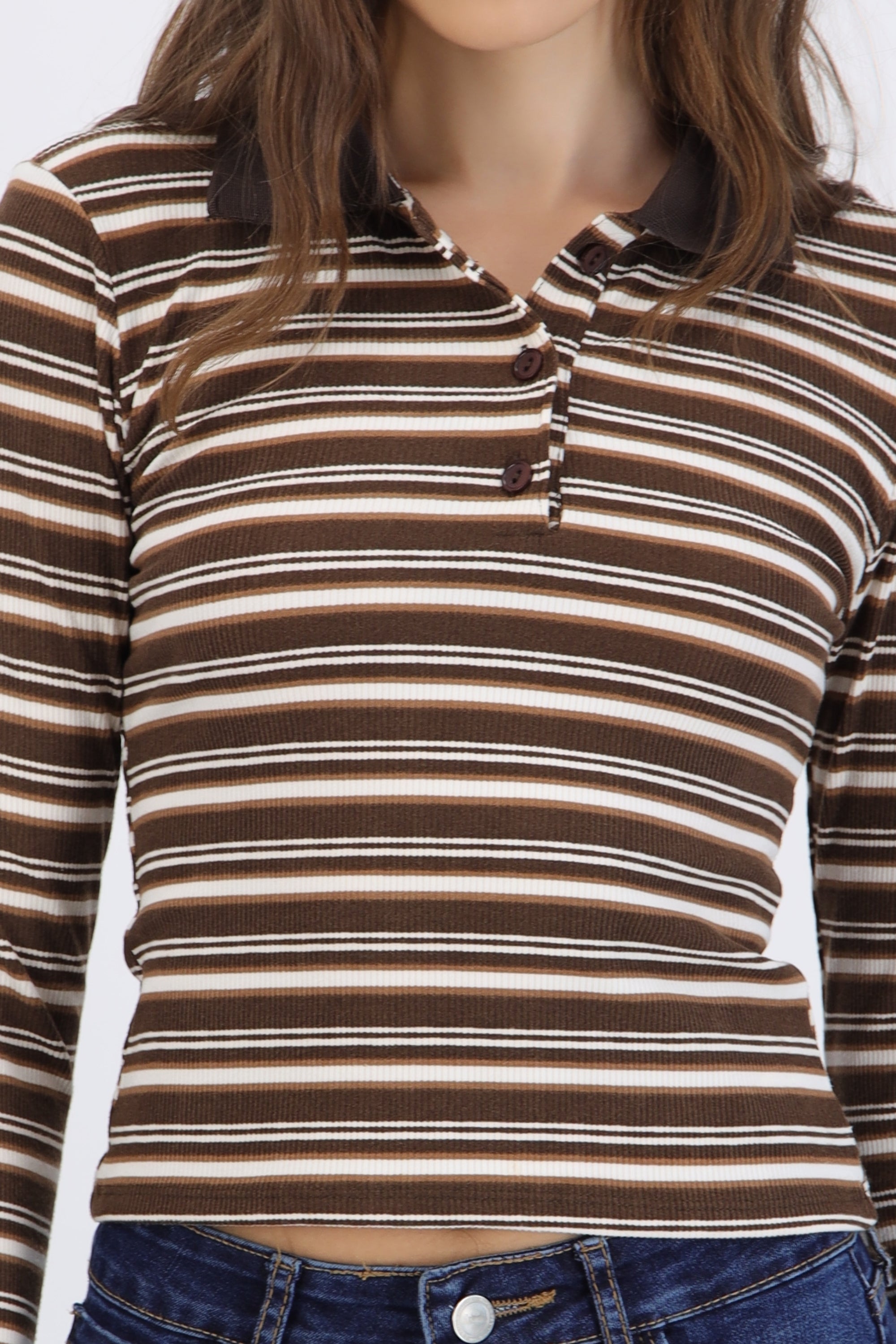 Top cuello polo rayas