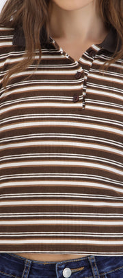 Top cuello polo rayas