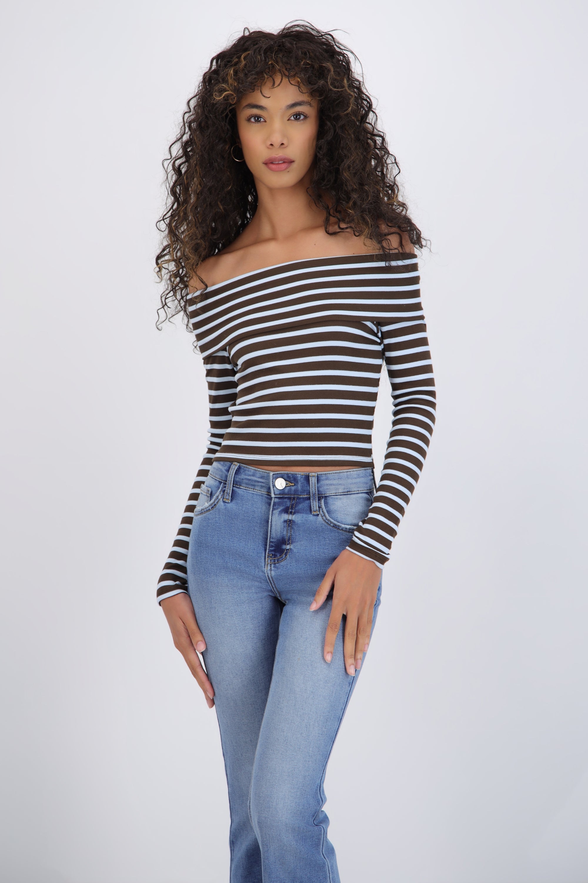 Top off shoulder rayas