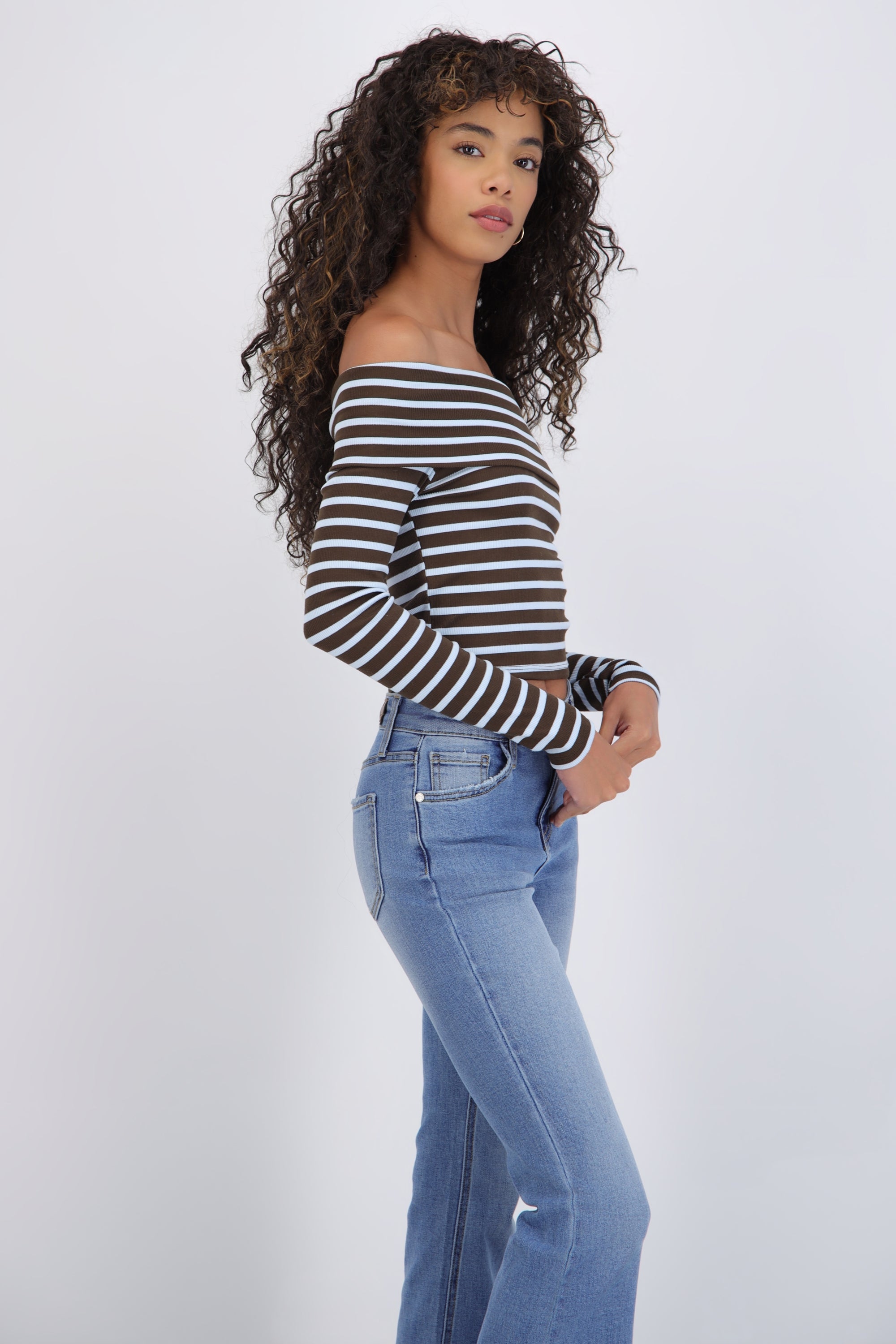 Top off shoulder rayas