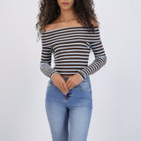 Top off shoulder rayas