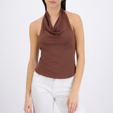 Top halter cuello cascada