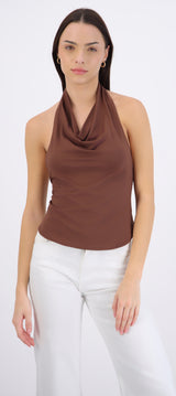 Top halter cuello cascada