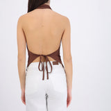 Top halter cuello cascada