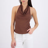Top halter cuello cascada