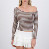 Top one shoulder de rayas