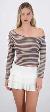 Top one shoulder de rayas