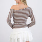 Top one shoulder de rayas