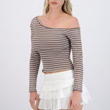Top one shoulder de rayas