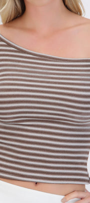 Top one shoulder de rayas
