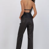 Pantalon pu con textura