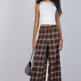 Pantalón wide leg estampado cuadros