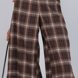 Pantalón wide leg estampado cuadros