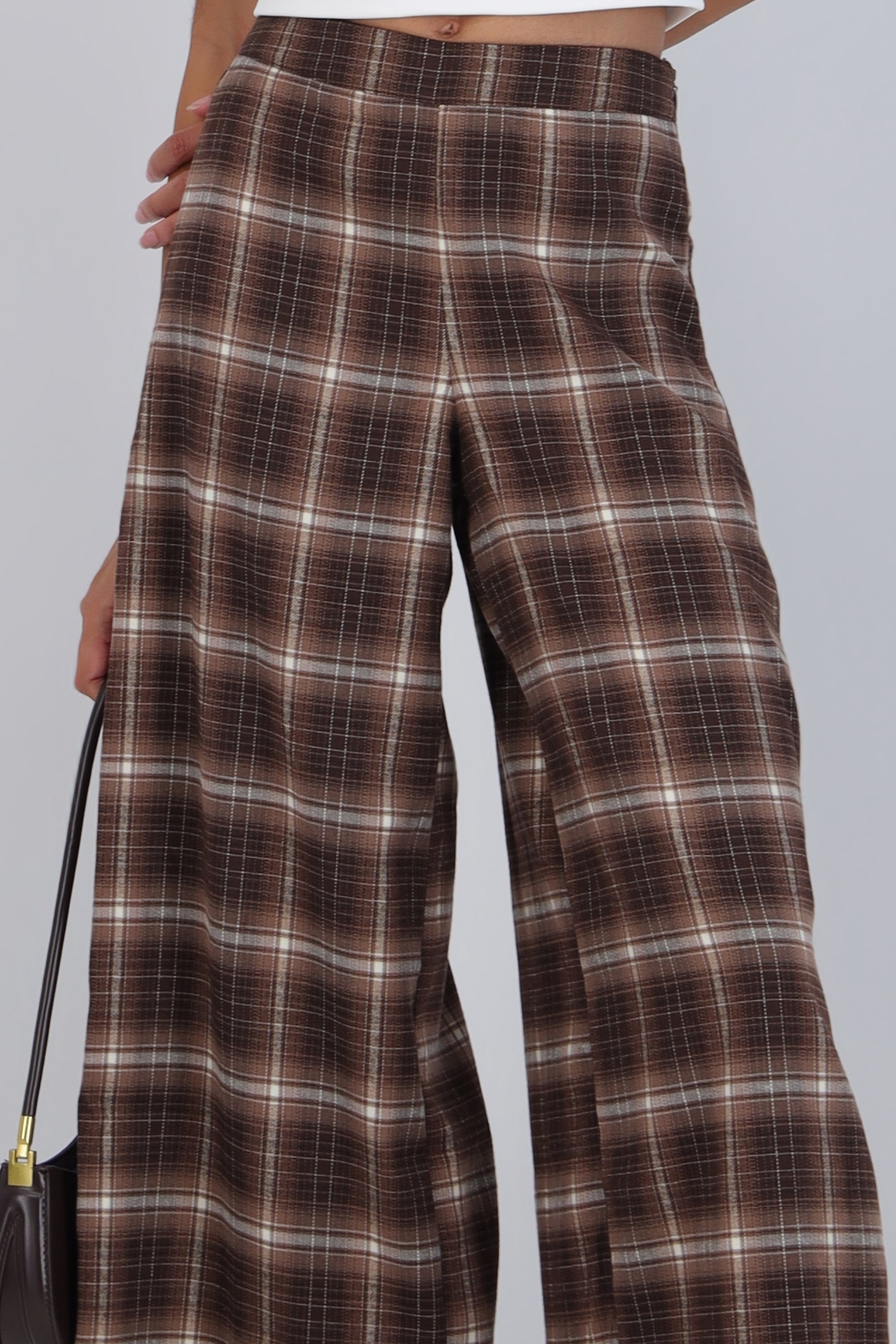 Pantalón wide leg estampado cuadros