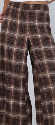 Pantalón wide leg estampado cuadros