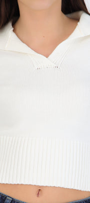 Suéter cuello polo detalle acanalado