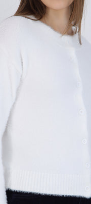 Cárdigan cuello redondo textura pelo