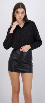 Camisa crop con brillos