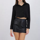 Camisa crop con brillos