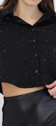 Camisa crop con brillos