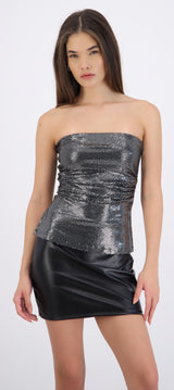 Top strapless con brillos