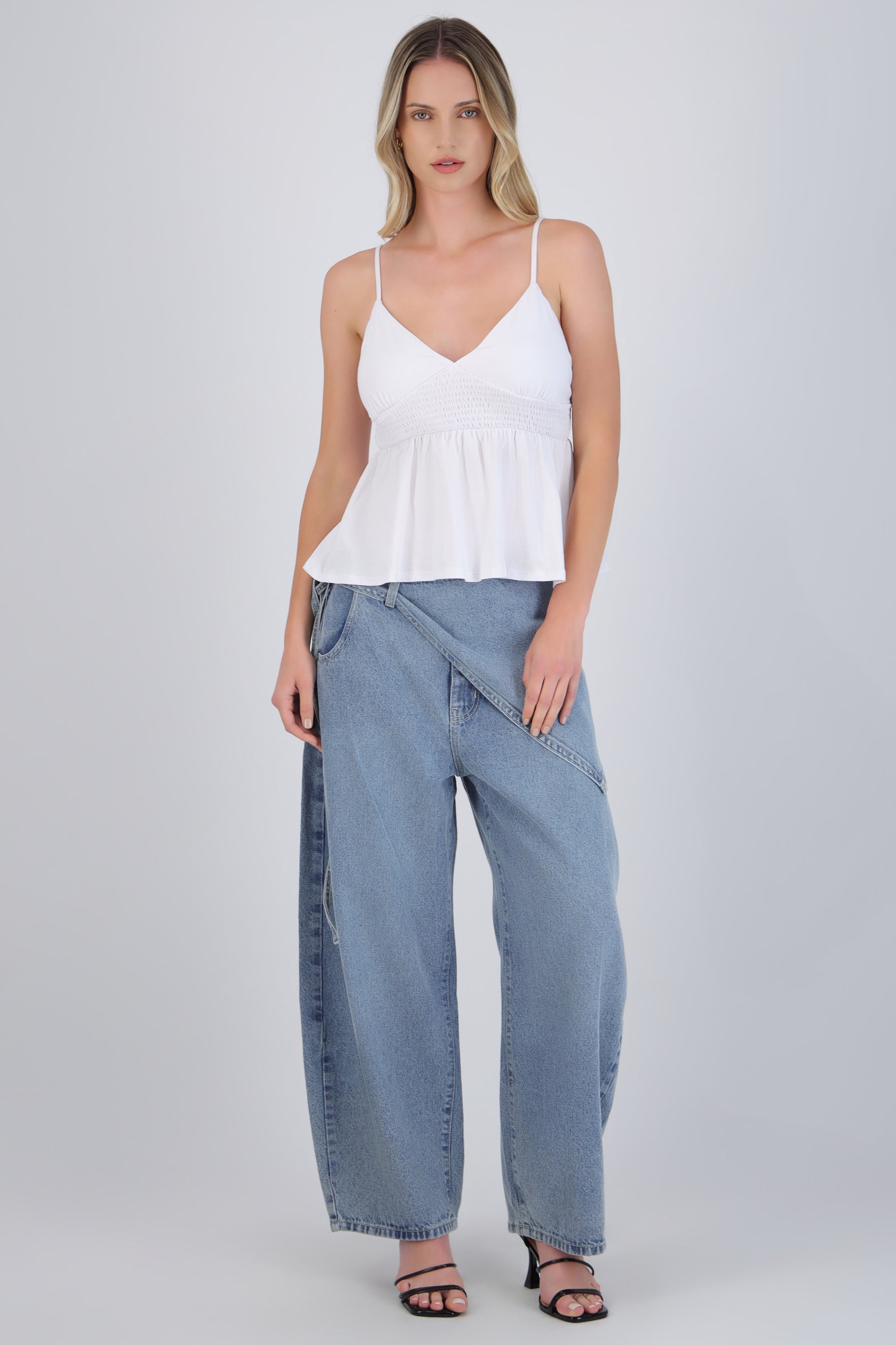 Jeans barrel pañuelo denim