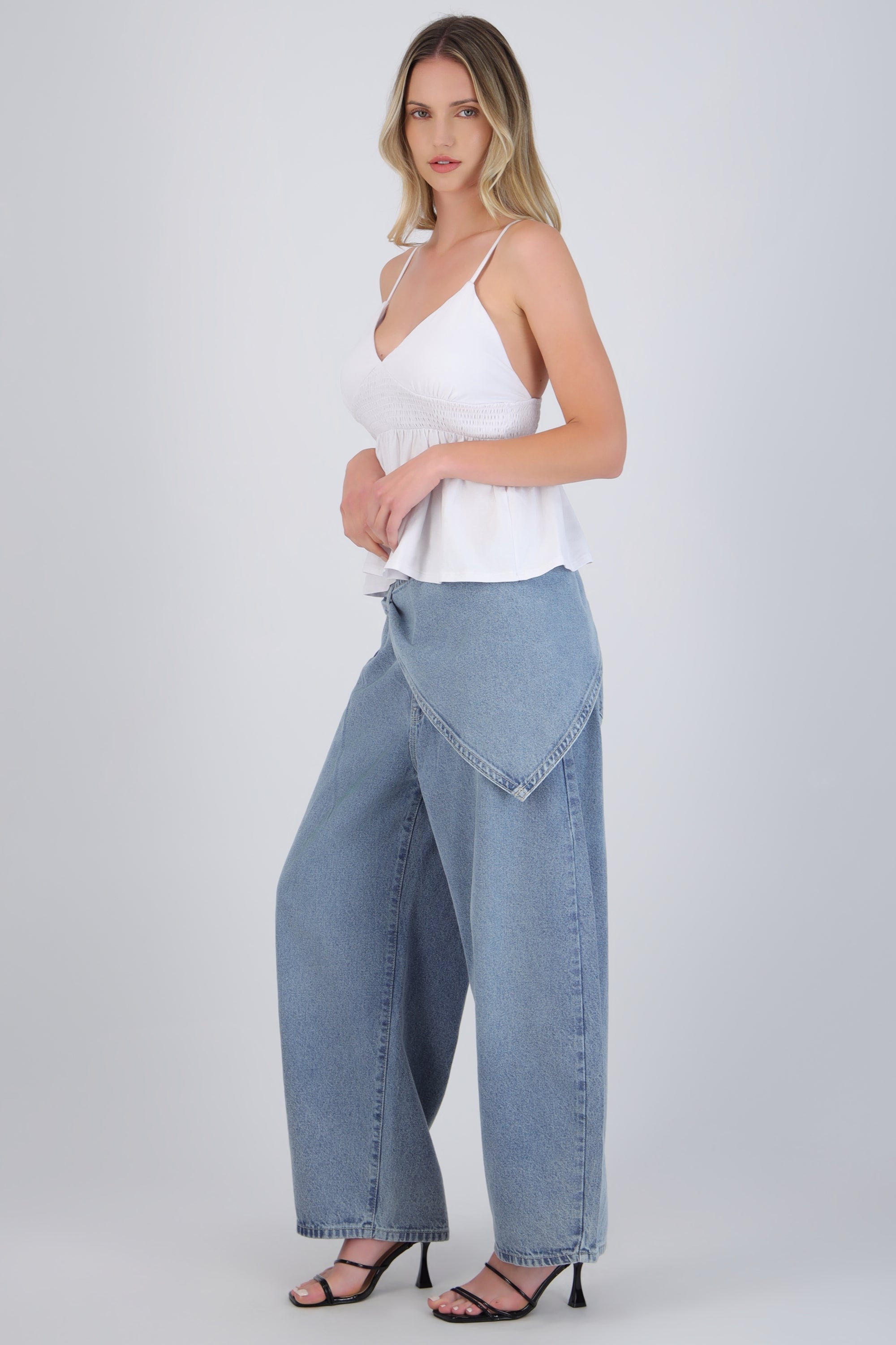Jeans barrel pañuelo denim