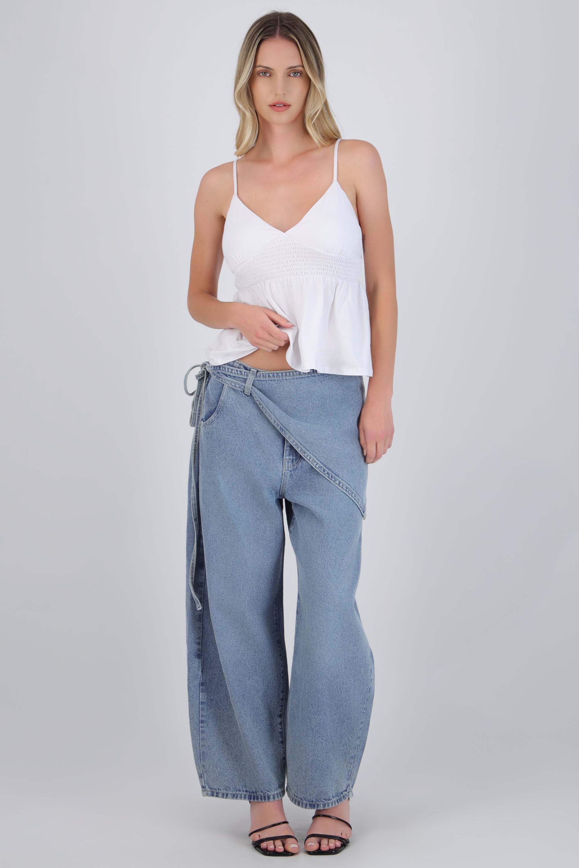 Jeans barrel pañuelo denim